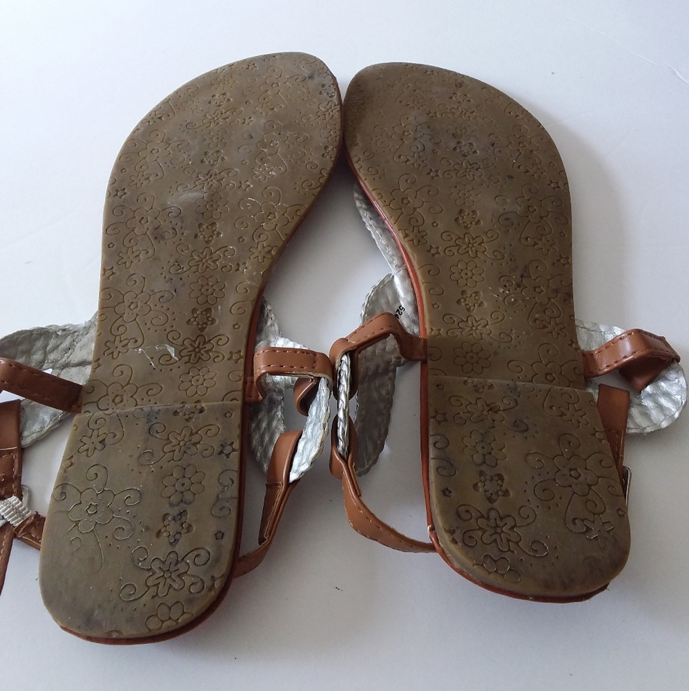 Charlotte Russe Silver Rope Design and Brown Strap Sandals - Picture 7 of 7